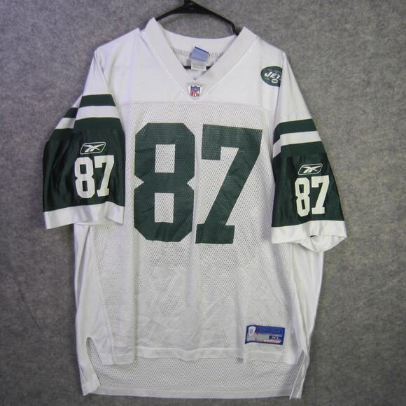 New York Jets Jersey Mens XL White Green NFL Football Coles 87 Reebok On Field - Picture 1 of 5